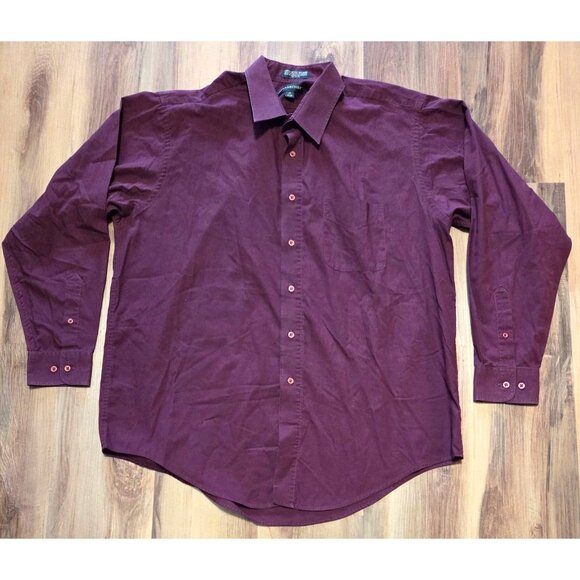 Hill & Archer Dress Shirt Mens 17 Long Sleeve Burgundy Single Needle Tailoring - Picture 1 of 5